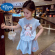 Disney Baby Girls Suit Summer 2025 New Fashionable Summer's Shorts Shorts Shorts Shorts Bow delgada Casual Dos piezas Set azul - Girl de dibujos animados [Top + Pantalones] 100 (actualización) - Altura recomendada por debajo de 95 cm