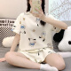 Xuanzhu Pyjamas Frauen neuer Sommer kurzärmelige Kurzfilme Casual Koreanische Version des Internet-Promi-Stils im Sommer-Heimbekleidungsanzug können außerhalb von 1048# Purple Rabbit M getragen werden