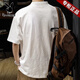 Playboy; PLAYBOY American short-sleeved T-shirt men's summer loose large size five-point half-cuff pocket Henry collar base shirt sweat shirt white 2XL [suitable for 160-180Jin [Jin equals 0.5 kg]]