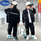 Disney (DISNEY) Boys Autumn Suit 2025 Boys Spring and Autumn New Autumn Handsome Korean Style Sports and Leisure Two-piece Set for Middle and Large Children Black Three-piece Suit Jacket + T-shirt + Pants 120 Recommended size 105-115CM
