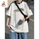 Scarecrow (mexikanisch) Amerikaner Retro-Kurzärärmel-T-Shirt für Männer im Sommer 2025 Neues loses Design Nische Japaner INS Trendy Top [3899* Lion Dance] White M 85-120jin [Jin entspricht 0,5 kg]