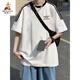 Scarecrow (mexikanisch) Amerikaner Retro-Kurzärärmel-T-Shirt für Männer im Sommer 2025 Neues loses Design Nische Japaner INS Trendy Top [3899* Lion Dance] White M 85-120jin [Jin entspricht 0,5 kg]