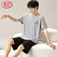 
LangSha Modal pajamas men's summer short-sleeved trousers thin cotton silk home clothes men's summer plus large size ice silk suit 6624 XL