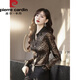 Pierre Cardin French light luxury satin retro leopard print temperament shirt 2026 spring and autumn new waist slimming versatile casual top XL recommended 110-125 Jin Jin equals 0.5 kg One size fits all 1305-leopard print