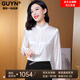 GUYN国际一线品牌衬衫女长袖2025年春季新款立领品牌木耳边纯色上衣 9227红色 M 【90-105斤】