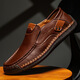 Gy Jinlilai Chaussures masculines masculines pour hommes Chaussures décontractées extérieures avec des chaussures en cuir plat à un pied de grande taille de grande taille 9916-1 Hollow 39 brun jaune 39