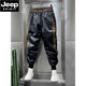 
JEEP SPIRIT men's new leather pants plus velvet thickened motorcycle winter black slim fit ties warm takeaway riding pants men's 895 4XL [Suggested 170-190Jin [Jin equals 0.5 kg]]
