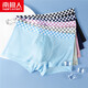 Nanjiren Herrenunterwäsche Herren-Eisseide atmungsaktive Maschenboxhose mit großen Boxerhosen mit Fett und großer Größe (Packung) ICE Seidennetzstil N9711_Refreshing und transparent 4 Streifen L _80-100jin [Jin gleich 0,5 kg]