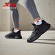 Xtep men's running shoes sports shoes lightweight shock-absorbing water-repellent leather running shoes black