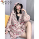
Woodpecker summer sun protection clothes female star sky blue printed hooded zipper cardigan European loose drawstring long sleeve breathable short jacket Jasmine red thin thin M