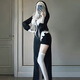 Nun cos clothing tight style Halloween sexy transformation female costume nun cross-dressing COSPLAY costume wig nun (dress + jumpsuit + headscarf + safety pants + cross necklace + white S