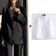 FANAOGE suit suit female college civil servant interview and defense professional wear shoulder pad suit jacket loose formal work clothes black spring and autumn style (suit jacket + white shirt + trousers) three-piece suit with shoulder pads