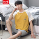 
Catman (MiiOW) men's pajamas summer pure cotton thin round neck short sleeves youth loose casual simple striped shorts home clothing FA#6627 L Recommended 100-125 Jin [Jin equals 0.5 kg]