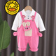 G.DUCKKIDS品牌童装儿童背带裤套装春秋款婴儿衣服男女宝宝中小童春季两件套 咖啡色 100