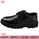 YRC Yierkang Herrenleder Sandalen 2025 Neues atmungsaktives Hollow Casual Business Format dickes Sohle -Netz mit Löchern Schwarz A15262 Stanze Lederschuhe 43