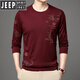 JEEP SPIRIT中青年男士夏季冰丝长袖t恤薄款圆领2023新款中年男打底衫体恤潮 B6627上青 L 170/110/50120-135斤