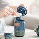 Ancient rhyme travel tea set car business trip portable ceramic quick cup one pot four cups company event business Jilan-one pot three cups+can+big black bag