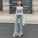 Light Color American Low Wisting Micro-Flare Jeans para mujeres en primavera y verano 2025 Nuevos pantalones de herradura sueltos y largos Pantalones azules Size S Tamaño de 89-98 Jin [Jin equivale a 0.5 kg]