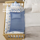 Ullop Yolebebo Crib Massivholz Spleißbett Multifunktional bewegliche Lift-Babybett mit Leitplanken Neugeborene Schlaflosenbett + Bettumfang Fünf-teiliger Set + Windel Tisch + Mückennetz + braune Pad