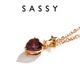 SASSY small red heart 18K gold pigeon blood red garnet necklace female gemstone pendant fashion jewelry birthday gift for girlfriend