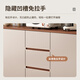 Yuanting solid wood sideboard integrated wall cabinet living room kitchen storage storage cabinet multi-functional tea cabinet tea side cabinet warm white + log color countertop 120cm solid wood + arc corners (two doors and three drawers)