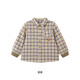 Ying's shopping mall same style children's shirt spring and autumn casual retro boys' long-sleeved shirt pure cotton plaid shirt brown green 100 cm