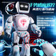 Yimi children's intelligent programming remote control robot toys boy gesture sensing early childhood education voice conversation birthday gift Panda warrior robot gift box spray/remote control