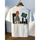 Pang Donglai large size 200 Jin [Jin equals 0.5 kg] round neck short-sleeved T-shirt for men 2025 summer Hong Kong style printed cotton T-shirt plus fat plus size men jsw9929 white 10XL m Recommended 90-108 Jin [Jin equals 0.5 kg]