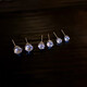 Six-piece set of zircon earrings for women, small, exquisite, high-end, light luxury and cold style earrings, 2024 new trendy style, silver simple small earrings, three pairs