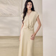 ROEYSHOUSE roe style design sense hemp kink set 2025 summer new pleated top skirt two-piece set 12392 light yellow S