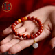 Manla Jade Pei Natural South Red Bracelet Women's Beeswax DIY Smoked Purple Bell Duck Egg Qadeite Single Circle Bracelet Jewelry Huiling Rumeng 8mm