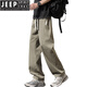 JEEP SPIRIT summer ice silk pants men's thin style 2025 new trendy loose straight pants men's breathable casual quick-drying trousers men K6636 military green L about 110~130Jin [Jin equals 0.5 kg] can be worn