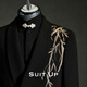 Xiuta Jin Cuizhu Chinese embroidery groom engagement dress suit Chinese style new men's wedding suit formal winter black green fruit collar complete set with gift box L 50 high quality
