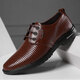 Yierkang sandalias masculinas negocios para hombres uso formal de cuero genuino hueco transpirable negros naipes de boda de boda 12357 cuatro temporadas negras 43