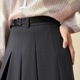 SEIFINI Shifanli classic college style JK deconstructed skirt 2025 autumn new high-waist slim commuting versatile pleated skirt dark gray long skirt S