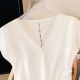 Silk Cypress V-Neck Pull 2025 Été Nouveau design plissé pour femmes Hollow Lady Pullover Top
