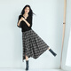 Eveli (eifini) Jiang Xin endorses irregular plaid design A-line skirt 2025 autumn new commuter casual skirt black M 100-110Jin Jin equals 0.5 kg