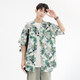 Kurashi Ichiki 2025 summer loose and comfortable ice silk cool short-sleeved shirt men's Hawaiian beach flower shirt jacket 6629 Madagascar black L