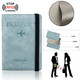 
He Jiagong Passport Bag Protection Case Anti-theft Certificate Storage Pack Passport Clip Passport RFID Travel Document Card Case RFID Anti-scanning-[Sky Blue]