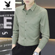 Playboy (Playboy) 2025 Spring and Automn Floral Shirt Men's Mend Business Business Casual Long Man à manches longues Veste de haut produit pour hommes JT Plus. Fleece 6169 vert clair M 90-110Jin [Jin est égal à 0,5 kg] / 165 cm
