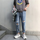 
Changxiang Huili ripped jeans men's summer thin straight loose trendy brand design niche nine-point pants high street ins 679 S