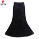 Pierre Cardigan long gold velvet skirt fishtail skirt spring draping effect slimming tall women hip-covering long skirt showing temperament black 2XL 140-155