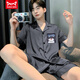 Catman (Miiow) Teenager Herren Pyjamas Sommer Cool Ice Seide Kurzarm Shorts Strickjacke Herren Dünne Lose große Heimkleidung 854# Soft Ice Seide L Männer [Empfohlen 90-120jin [Jin gleich 0,5 kg]]