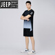 Jeep Spirit Quick Dry Sports Set Herren Badminton Kleidung plus Fett plus großer Sommer Casual Lose Laufen Kurzarm zwei Keule-Blau 9902 L 90-110jin [Jin gleich 0,5 kg]