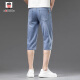 AEMAPE/American Apple Tennis Jeans Men 2025 Summer Thin Loose Straight Casual Ice Wire Cropped Pants Men 757 Ice Gray Blue 31 [Wait circumference 2 feet 4 suitable for 130 Jin [Jin equals 0.5 kg]]