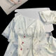 ZIPJBXins Small Cherry Lace-edged Ice Silk Pajamas for Women in Summer Three-Piece Short Sleeve Shorts Pants Home Clothing Thin LW-9207 [Short Sleeve Shorts] M [Suggested 80-100Jin [Jin equals 0.5 kg]]