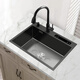 JPHZNB Ultrasonon Fregadero lavavajillas multifunción Máquina de limpieza inteligente Cocina Integrada 304 Piscina de vegetales de acero inoxidable Negro ultrasónico + purificación Doble canal 12048 Pantalla digital