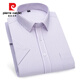 Pierre Cardin Shirt Herren High-End Pure Cotton Kurzärmelig-Sommer-Shirt Casual Business Nicht scENENDE Anti-Falten-Falten-Feste Farbe cool und komfortabler DX6626 38