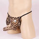 Men's leopard print thong men's U-convex comfortable elephant trunk mesh underwear elephant pants bag ultra-thin sexy belt set T pants leopard print one size