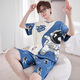UKUHPK Herren-Kurzärärer-Pyjamas für Sommer dünne lose Plus-Größe Home Clothing Set 6630 Crayon Shin-Shi M [Vorgeschlagen 90-100 Jin [Jin ist 0,5 kg]]]